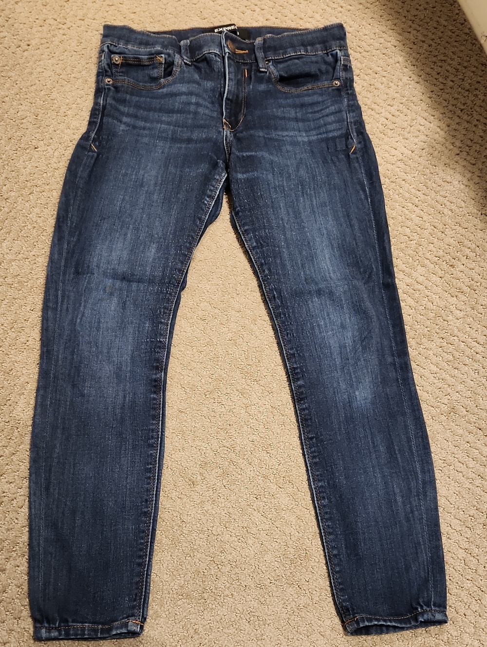 EXPRESS Dark Wash Straight-Leg Mid Rise Jeans 4S